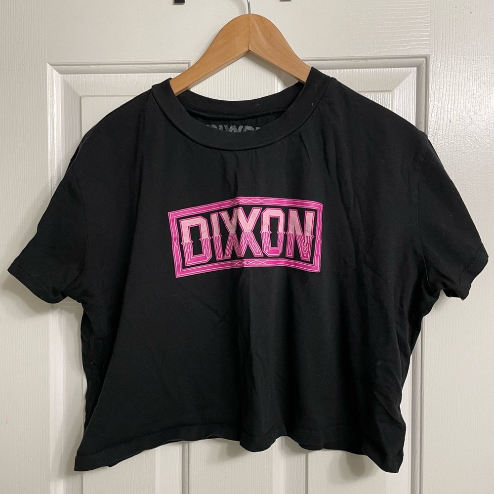 DIXXON Black Crop Top with Vibrant Pink Accent